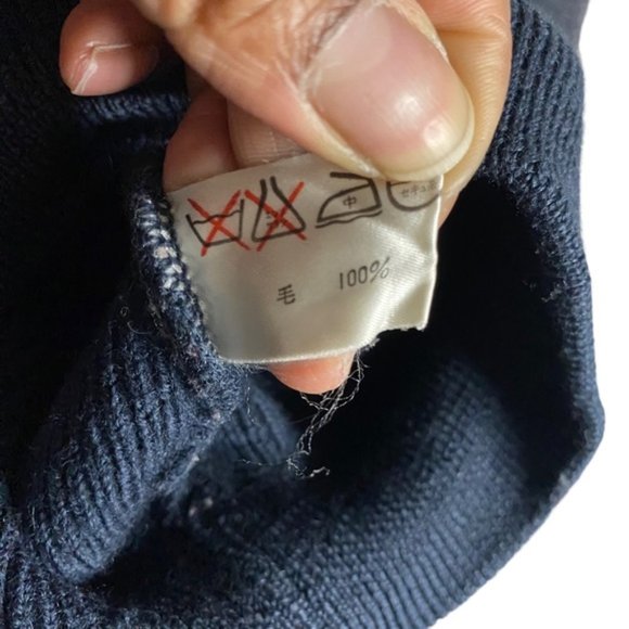 Playboy Men's Blue Wool Blend Classic Knit Patched Sweater - Picture 7 of 8